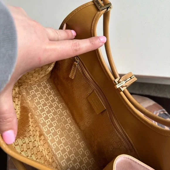 Vintage Y2K Gucci Bardot Jackie Purse Bag Pink Suede Blush Tan - Picture 14 of 15